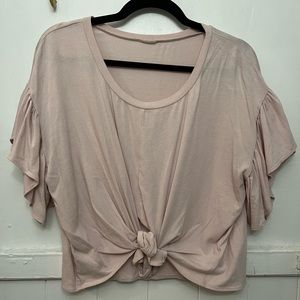 XL Blush Tie Front Tee